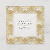 ホワイト&金ゴールド幾何学模様2 スクエア名刺 (正面)