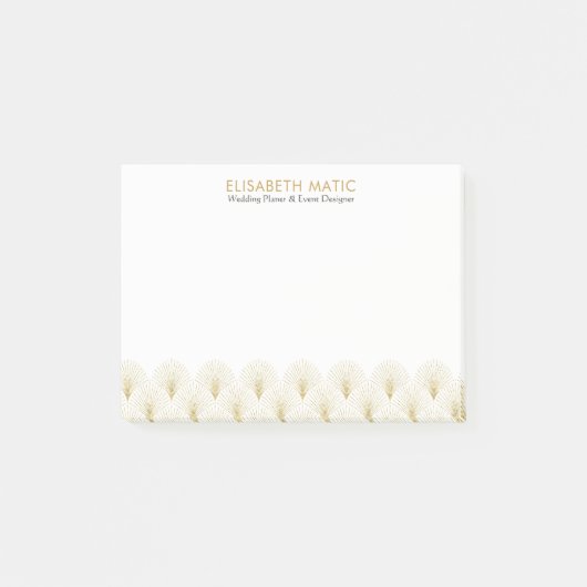 ホワイト&金ゴールド幾何学模様 ポストイット (正面)