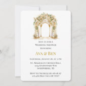 ホワイト&金ゴールド教会ウェディングシャワー 招待状 (正面)