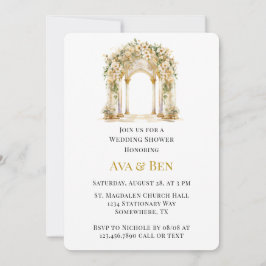 ホワイト&金ゴールド教会ウェディングシャワー 招待状