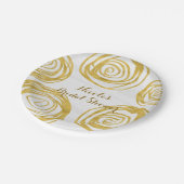 ホワイト&金ゴールド旋回バラモダンブライダルシャワー ペーパープレート (アングル)