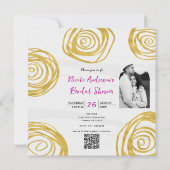 ホワイト&金ゴールド旋回バラモダンブライダルシャワー 招待状 (裏面)