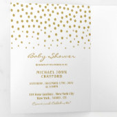 ホワイト&金ゴールド水玉模様ベビーシャワースイート 三つ折り招待状 (内部最初)