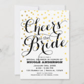 ホワイト&金ゴールド紙吹雪フォイル応援ブライダルシャワー 招待状 (正面)