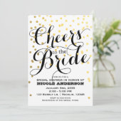 ホワイト&金ゴールド紙吹雪フォイル応援ブライダルシャワー 招待状 (スタンド正面)