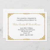 ホワイト&金ゴールド結婚のリハーサルディナー招待状 招待状 (正面/裏面)