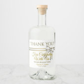 ホワイト&金ゴールド結婚リボン リキュールボトルラベル (正面)