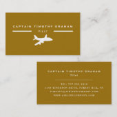 ホワイト&金ゴールド飛行機のアイコン、フライトステート&パイロット部 名刺 (正面/裏面)