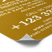 ホワイト&金ゴールド飛行機アイコン、エアライン広告ズ ポスター (角)