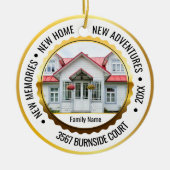 ホワイト&金ゴールド2 Photo New Home Christmas 2022 セラミックオーナメント (正面)