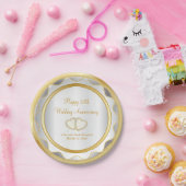 ホワイト&金ゴールド50結婚周年記念 ペーパープレート (パーティー)