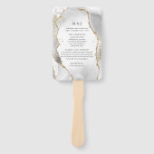 ホワイト、金ゴールド&グレーミストアゲート結婚式 プログラム ハンドファン (正面)