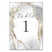 ホワイト、金ゴールド、グレーミスト瑪瑙テーブルカード テーブルナンバー (正面)