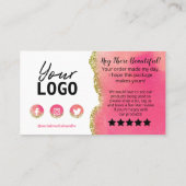 ホワイト·金ゴールド·ピンク·ゲート、購入ありがとうございます 名刺 (裏面)