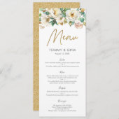 ホワイト·金ゴールド·フローラ·メニューまたはプログラム·カード メニュー (正面/裏面)