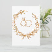 ホワイト&金ゴールド・フローリッシュ祝が結婚の 招待状 (スタンド正面)