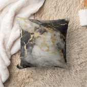 ホワイト、金ゴールド、ブラックラグジュアリーマーブルエレガント クッション (ブランケット)