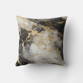 ホワイト、金ゴールド、ブラックラグジュアリーマーブルエレガント クッション (裏面)