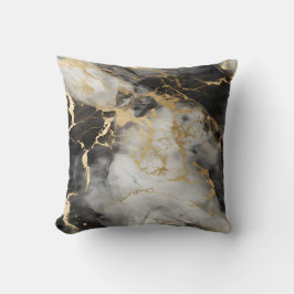 ホワイト、金ゴールド、ブラックラグジュアリーマーブルエレガント クッション
