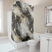 ホワイト、金ゴールド、ブラックラグジュアリーマーブルエレガント シャワーカーテン (インサイチュ)
