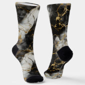 ホワイト、金ゴールド、ブラックラグジュアリーマーブルエレガント ソックス (傾斜あり)