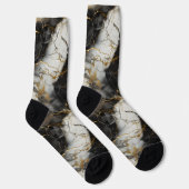 ホワイト、金ゴールド、ブラックラグジュアリーマーブルエレガント ソックス (右)