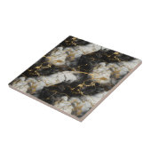 ホワイト、金ゴールド、ブラックラグジュアリーマーブルエレガント タイル (側面)