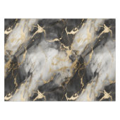 ホワイト、金ゴールド、ブラックラグジュアリーマーブルエレガント テーブルクロス (正面(横))