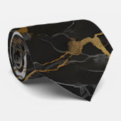 ホワイト、金ゴールド、ブラックラグジュアリーマーブルエレガント ネクタイ (ロール)