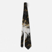 ホワイト、金ゴールド、ブラックラグジュアリーマーブルエレガント ネクタイ (裏面)