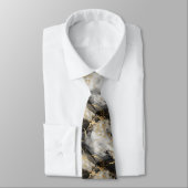 ホワイト、金ゴールド、ブラックラグジュアリーマーブルエレガント ネクタイ (タイ)