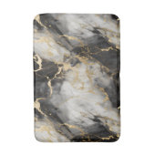 ホワイト、金ゴールド、ブラックラグジュアリーマーブルエレガント バスマット (正面縦)