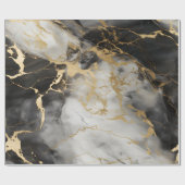 ホワイト、金ゴールド、ブラックラグジュアリーマーブルエレガント ラッピングペーパー (フラット)