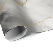 ホワイト、金ゴールド、ブラックラグジュアリーマーブルエレガント ラッピングペーパー (ロールコーナー)