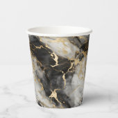 ホワイト、金ゴールド、ブラックラグジュアリーマーブルエレガント 紙コップ (裏面)