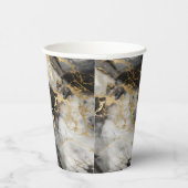 ホワイト、金ゴールド、ブラックラグジュアリーマーブルエレガント 紙コップ (右)