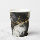 ホワイト、金ゴールド、ブラックラグジュアリーマーブルエレガント 紙コップ (左)