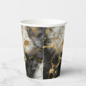 ホワイト、金ゴールド、ブラックラグジュアリーマーブルエレガント 紙コップ (右)