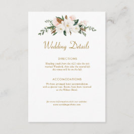 ホワイト&金ゴールド·マグノリア·フローラ·結婚詳細·カード エンクロージャーカード