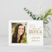 ホワイト、金ゴールド、レッド2014写真卒業招待状 招待状 (スタンド正面)