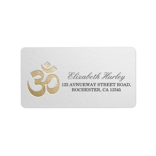 ホワイト&金ゴールドOMシンボルヨガ仲介インストラクター ラベル (正面)