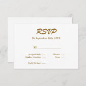 ホワイト/金ゴールドRSVPカード 出欠カード (正面/裏面)