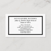 ホワイト |黒い卒業写真名刺の挿入 コーリングカード (裏面)