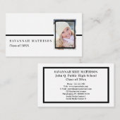 ホワイト |黒い卒業写真名刺の挿入 コーリングカード (正面/裏面)