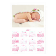 ホワイト 2016年 カレンダー ポスター - 名前と写真が入れられる