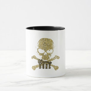 ホワイト+Glam+to+the+Bone+ゴールドラメドクロ マグカップ