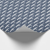 ホワイトAK-47武器アサルトライフル銃、ブルージェラン ラッピングペーパー (角)