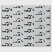 ホワイトC8コルベットのスポーツカーハンドドロー ラッピングペーパー (フラット)