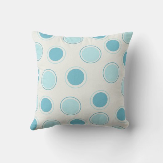 ホワイトMOJO枕の青い円 クッション (裏面)