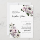 ホワイトMoody Anemoneとパープルバラブライダルシャワー 招待状 (正面)